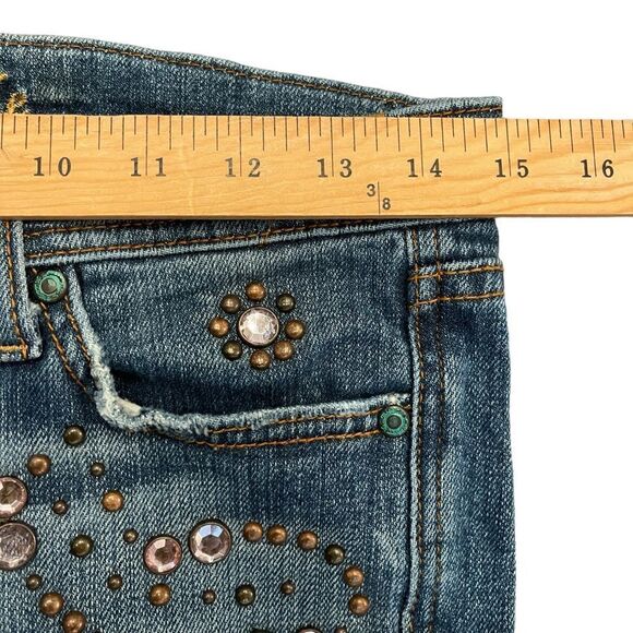 Miss Me Jeans JP4232 Cancun Blue Pink Crystal Brass Studs Distressed Women's 28 - Picture 9 of 12